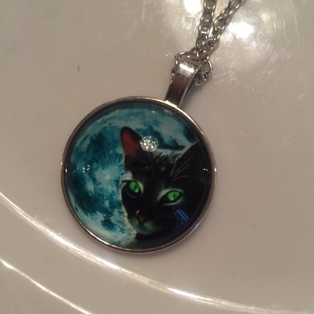 🌙 Awesome kitty cat full moon necklace 😺